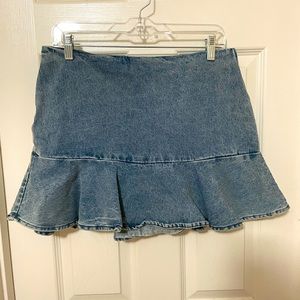 Denim ruffle skirt